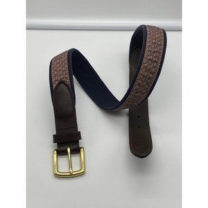 Vineyard Vines Men's Belt Size 30 Canvas & Leather Tabs Blue Pink White Whales